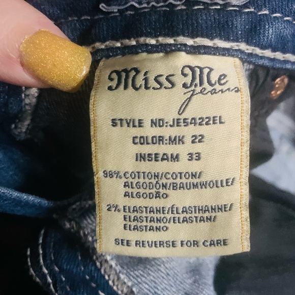 Miss Me Blue Boot Cut Jeans with Silver Accents - Picture 6 of 7